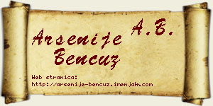 Arsenije Bencuz vizit kartica